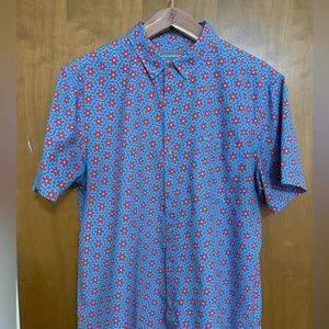 Men's Floral Short-Sleeve Shirt - Red & Blue